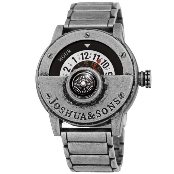 NWT Authentic Joshua And Sons Quartz Compass White Dial Men's Watch - Picture 1 of 4